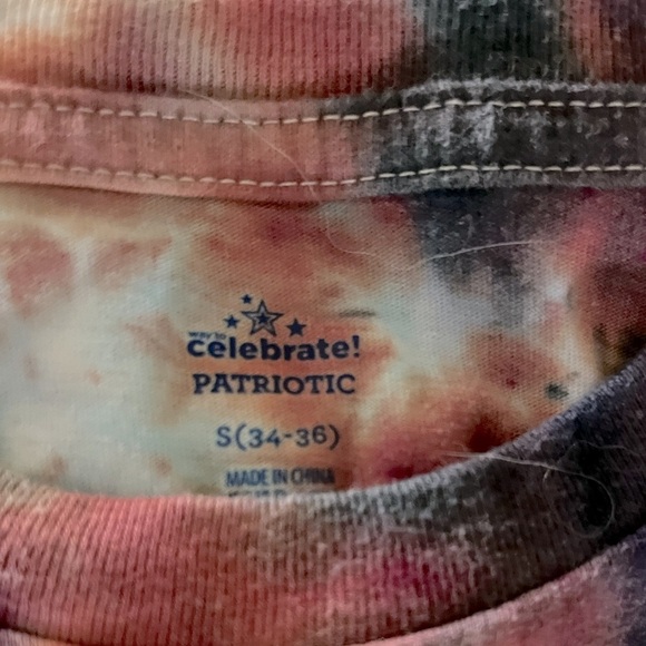 Patriotic Red/White/Blue Tie Dye Crew Tee Top - Picture 5 of 5